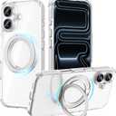 ACESTAR 360 Magnetic Stand Case Compatible with iPhone 17, Rotatable Flexible Ring Holder Phone Cover for Men Women | Compatible with MagSafe | Shockproof & Anti-Scratch | Anti-Yellowing Clear