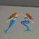 Metal Mermaid Wall Art, Ocean Indoor/Outdoor Art, Fish Wall Art for Bathroom, Kitchen, Garden & Pool (2 Pcs)