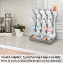 Baby Bottle Drying Rack, Vertical Bottle Rack Dryer Space Saving Bottle Drying Rack Countertop Organizer with Brush Holder for Bottles & Baby Accessories Pacifiers and Pump Part- BPA-Free (Gray)