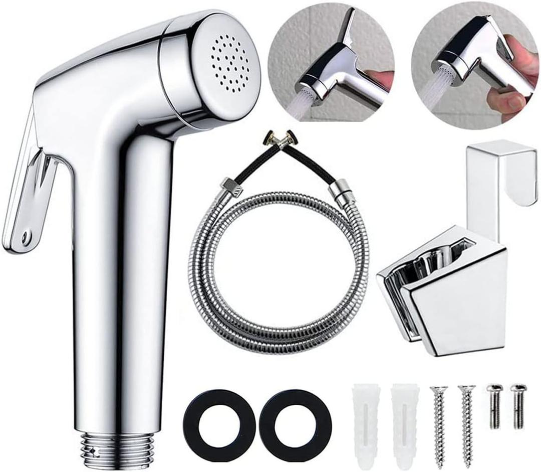 LikeHome Bidet Sprayer for Toilet,Handheld Bidet Rinse Spray Head Hand Toilet Attachment Sprayer ChromeWithout T-Adapter