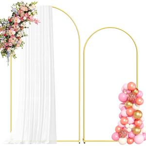 Metal Arch Backdrop Stand, 7.2FT+6FT Wedding Arch Frame, Gold Wedding Arch Backdrop Stand Set of 2, Balloon Arch Backdrop for Wedding Birthday Party Baby Shower Graduation Ceremony Decor