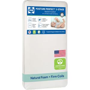 Sealy Baby Posture Perfect Breathable Crib Mattress, GREENGUARD Gold Certified, Made in USA, 2 Stage Hybrid Memory Foam & 150 Premium Coils, Toddler Bed Fit, Safety & Quality Tested, 52x28", Mattress Only