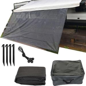 labwork 8FT x 16FT 3in Rv Awning Sun Screen Rv Front Awning Complete Kit UV Blocking Grid Improves Shadow Protection Privacy Peplacement for Rv Travel Outdoor Camping Black