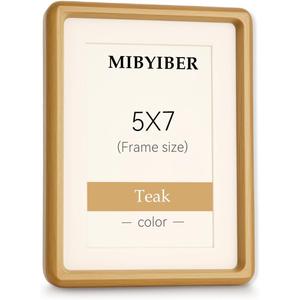 5x7 Picture Frame Wood Natural Solid Teak Photo Frames with 4x6 Mat, Handcrafted Wooden Frame for Tabletop or Wall Mounting Display
