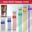 24-Piece Premium Bungee Cords Heavy Duty Outdoor, Bungee Cords with Hooks in a Storage Jar Includes 10", 18", 24", 30", 36", 48" Bungie Cord Bundle Assortment for Camping, Tent, Fastening Items