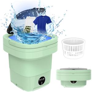 16L Portable Washing Machine, 60W Mini Washer with Foldable Design,Mini Folding Washing for Travel,Camping,Apartment,Baby Clothes,Socks,Underwear (Green)