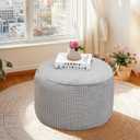 Pouf Ottoman Stuffed 20x20x12 Inches Floor Pouf Plush Fiber Ottoman Foot Rest Under Desk Foot Stool for Living Room Bedroom Gray