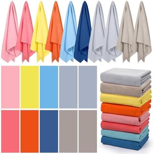 EBOOT 10 Pack Oversized Beach Towel Set Extra Large Pool Towels Microfiber Quick Dry Swim Blanket for Adult Women Men Face Hand Body Bath Travel Pool(Simple Color,36 x 72 Inch,Solid)