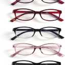5 Pack Rectangular Reading Glasses for Women, Lightweight Full Frame Readers