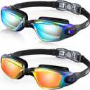 Aegend Swim Goggles 2-Pack, No Leaking Anti-Fog UV Protection Mirrored Swim Glasses for Adult Men Women, Wide View Outdoor