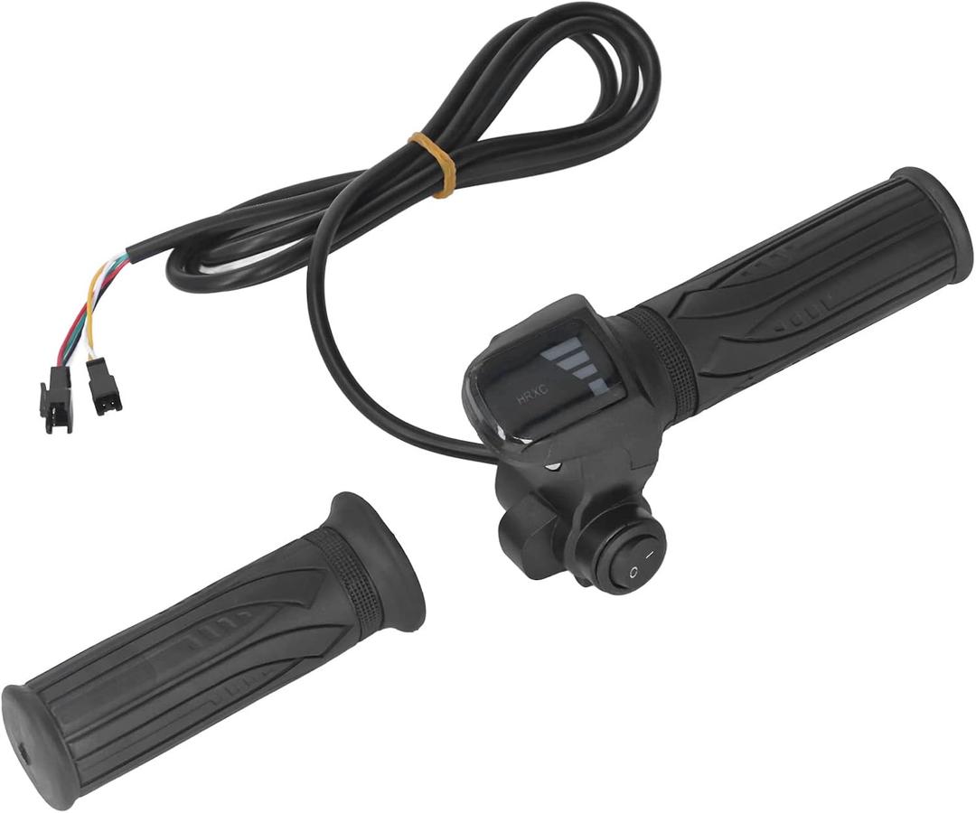 Twist Throttle, Throttle Grip with LED Display, 1 Pair Electric Bike Throttle Grip Rubber Twist Throttle Grips with LED Battery Display for Electric Bicycle Scooter