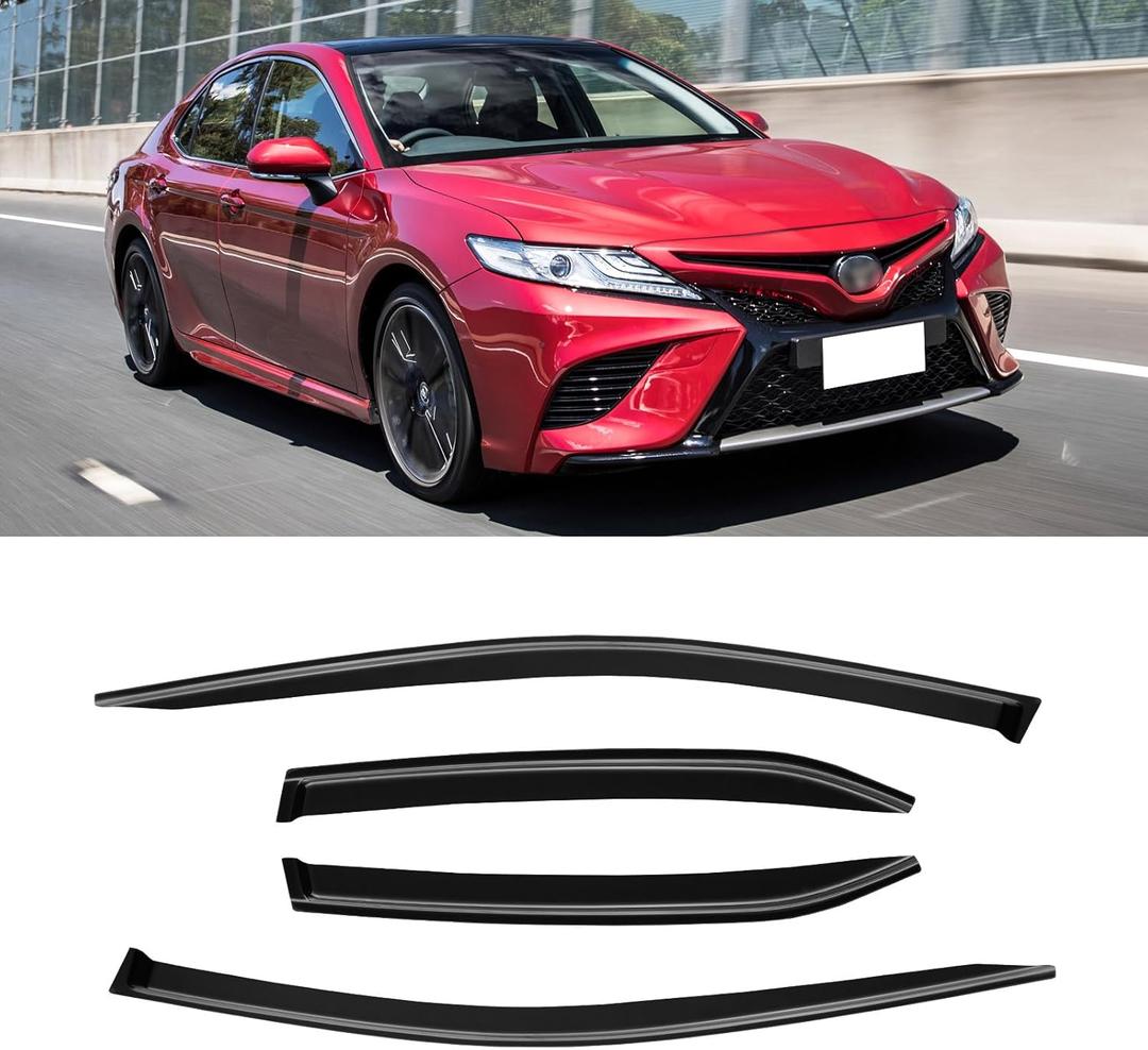 Window Rain Guards for 2018-2024 Toyota Camry, Window Visor Guard Vent Wind Shade Deflector Rain Shield Protector Sun Visor for 18-24 Camry 2019 2020 2021 2022 2023,Tape-on/Outside-Mount, 4PCS