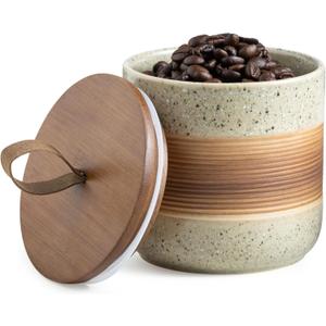 Miamolo Ceramic Jar with Lid Airtight, Coffee Container Kitchen Food Storage Jars for Spice Sugar Tea Bag, Stackable Decorative Jars for Countertop, 18 fl.oz