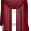 WPM WORLD PRODUCTS MART Drape/Panels/Scarves/Treatment Beautiful Sheer Voile Window Elegance Curtains Scarf for Bedroom & Kitchen Fully Stitched and Hemmed,Set of 3: Panels 2 + 1 Scarf (Burgundy)