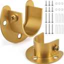 2Pcs Heavy Duty Stainless Steel Closet Rod Bracket Holder (Gold, 1-1/2")