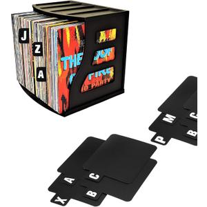 26 PCS Vinyl Record Dividers, Alphabetical Vinyl Record Storage Dividing A-Z Book Holder Organizer Guides, Reusable Index Card One Side Printed, 5.7 x 4.7 Inch