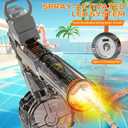 Electric Water Gun for Adults Kids, Transparent Automatic Squirt Watergun with Manual Function Led Lights, Summer Outdoor Water Pistol Pool Beach Party Toys for Boys Girls, Black