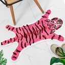 Funny Tiger Bath Mat for Bathroom, Cute Pink Tiger Cartoon Bathroom Rug Non Slip Animal Shaped Absorbent Preppy Small Bathtub Decor Aesthetic Plush Shower Rug Machine Washable 33.1x21.7in