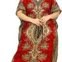 Women's Long Kaftan Maxi Caftan Dress Gown Top Night Dress (Red), One Size