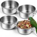 4 Pcs Bird Feeding Dish Cups, 15 OZ Detachable Stainless Steel Bird Food Bowls with Clamp, Hanging Pet Bowl for Cockatiel Parakeet Macaw Finches Lovebirds Small Animals