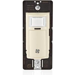 Leviton Decora in-Wall Humidity Sensor and Fan Control Switch, 1/4 HP, Residential Grade, Single Pole, Light Almond, DHS05-1LT