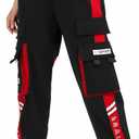 MEINVQIAOTI Black Cargo Pants for Women Straight Hip-hop and Thin Casual Techwear Women Baggy Pants (XX-Large, Red)