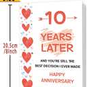 5 x FANCYLUCKY Funny 10 Years Anniversary Card Gifts for Him Her, Romantic 10th Anniversary Card for Husband Wife, Happy Tin Wedding Card for Couples