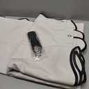 MIULEE Beige Scalloped Shower Curtain Linen Textured with 12 Metal Hooks Cute Heavy Duty Washable Waterproof Neutral Thick Cloth Shower Curtains with Black Border for Bathroom Bathtub,W72*L72 Cream