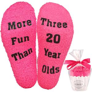 Funny 60th Birthday Gifts Socks for Women, Wife, Grandma or Mother,Novelty Fuzzy Cupcake Socks for Women's 60 Years Old Birthday