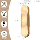 Modern Gold Wall Sconces Set of 2, Marble Sconce Wall Light Fixtures for Living Room, Alabaster Sconce Lighting for Bedroom Farmhouse Bathroom