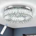 16.5 Inch Dimmable Chandelier with Remote Control LED Crystal Chandelier Modern Flush Mount Ceiling Light Fixtures for Living Room Bedroom Dining Room Entrance (dimmable-16.5")