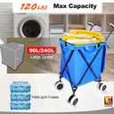 Foldable Shopping Cart with Wheels Wellmax WM99100 Series Grocery Cart on Wheels with Removable Canvas Bag & Cover, Portable Utility Cart for Laundry, Groceries & More Holds 120 lbs (Blue)