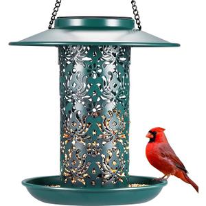 SWEETFULL Solar Bird Feeders for Outside Metal Outdoor Hanging,Wild feeders as Gift Ideas Lovers Garden Yard Patio Cardinals (ChewProof,Heavy Duty Weather Resistance 2LBs)