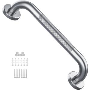 12 Inch Anti Slip Shower Grab Bar, Munzong Stainless Steel Bathroom Grab Bar, Satin Brushed Nickel Knurled Bathroom Balance Bar,Safety Hand Rail Support Handicap Elderly Senior Assist Bath Handle