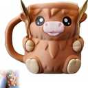 Highland Cow Ice Cream Pint Holder, 16oz Leak Proof Insulating Sleeve Cover with Handle, Hidden Snack Drawer & Spoon Storage, Cute Animal Design Beer Can Cooler, Gift for Highland Cow Lovers (Brown)