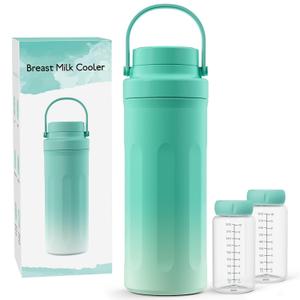 22oz Portable Breast Milk Cooler for Work & Travel, Breastmilk Cooler with 360 Total Cooling for 24 Hours & Leak-Proof Dual-Bottle for Breastfeeding Moms' All-Day Needs (Large)