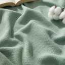 Bedsure GentleSoft 100% Cotton Blanket Queen Size for Bed - Breathable and Lightweight, Soft Cozy Textured Herringbone Woven Blanket for Summer, Sage Green, 90x90 inches