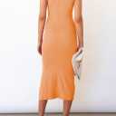 Cutiefox Women's Sleeveless Cut Out Side Slit Ribbed Knit Bodycon Tank Midi Dress (Pink, S)