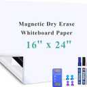 Self-Adhesive Office Whiteboard Sticker: 16" x 24" Magnetic Receptive Dry Erase Wall Film | No Ghosting Easy Peel & Stick for Professionals | Flat-Lay Ready for Meeting Room