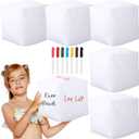 6 Pcs Jumbo Inflatable Dice 11.8 Inch DIY Blank Giant Inflatable Jumbo Dice PVC Reusable Toy with 7 Pcs Colorful Marker Pens or Write for Indoor Outdoor Game Activity Pool Party