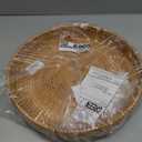 Coffee Table Tray Round Rattan Ottoman Tray Woven Serving Trays with Handles for Home and Kitchen Decorative Natural (Large 14 inch x 2.4 inch)