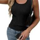 Womens Tank Tops Crewneck Sleeveless Summer Sweaters Vest Casual Basic Tees Ribbed Shirts (Black, S)