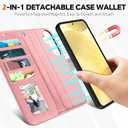 TUCCH Case for Galaxy S25 Plus, [Detachable] Wrist Strap Magnetic PU Leather Wallet Case with RFID Blocking [Wireless Charging] 4 Card Slot Stand Removable Cover for Galaxy S25 Plus 6.7", Rose Gold