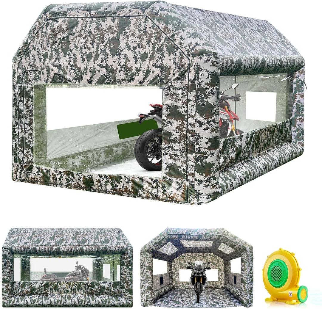 Inflatable Paint Booth 10x8.2x8.2 FT with 550W Blower, Carbon Filter Windows, Portable Spray Booth for Car Painting, Auto Body Work, Furniture Refinishing, Mobile Garage Paint Tent