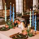 6 x Blue Taper Candle Twist Candlesticks,Gedengni 10inches Long Tapered Candle Cute Candle Sticks Colorful Twisted Candles for Wedding Home Dinner Party Women Gift,Pack of 6 (24D6P-BLUMIX)