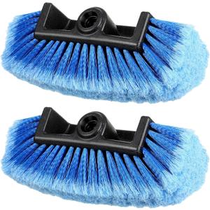 Tanlade 2 Pcs Car Wash Brush Head with Soft Detailing Bristle Flow Through Car Cleaning Brush Exterior Wash Equipment for Auto Truck RV Boat Camper(10 Inch,Blue)