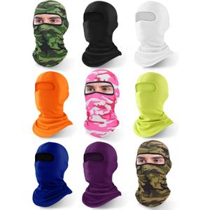 Xeoxarel 9 Pcs Ski Mask Balaclava, Full Face Cover, UV Sun Protection Cooling Neck Gaiter, Clothing Scarf Bandana Men/Women