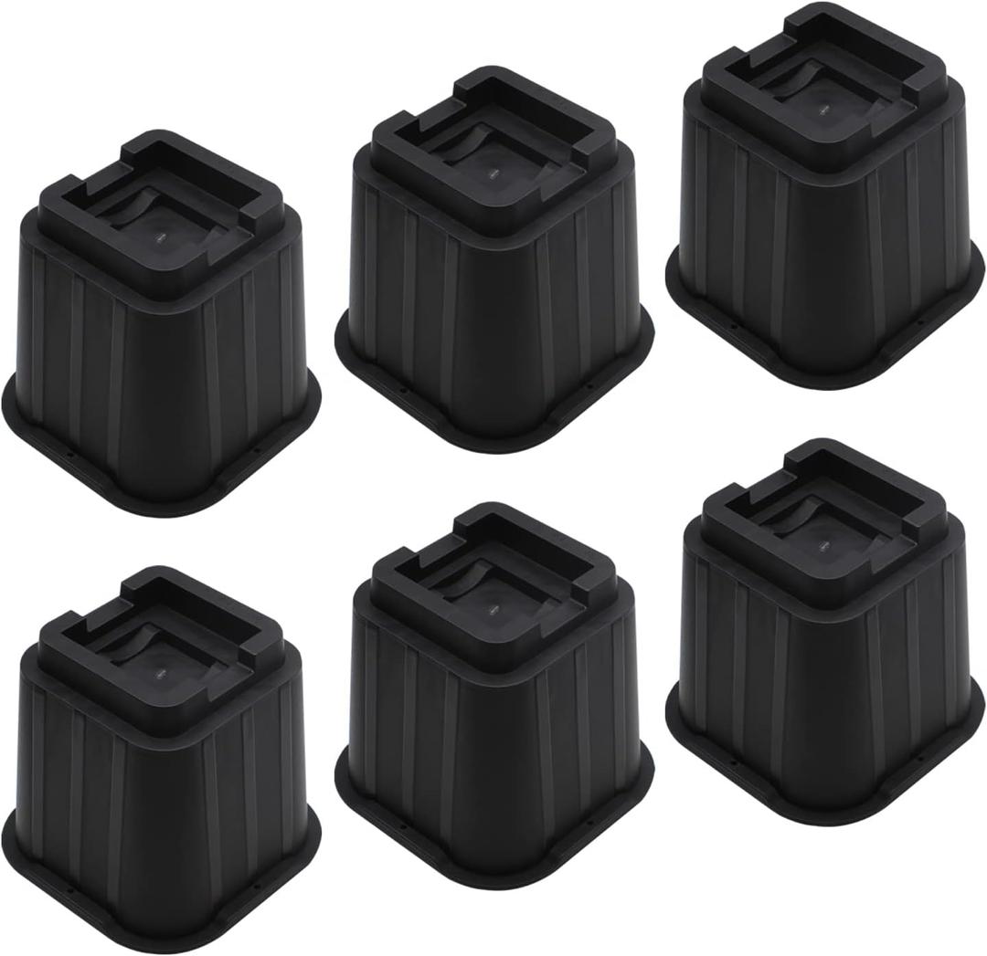 MYMULIKE Bed Risers 5 inch, Heavy Duty Bed Lifts Risers Support Up to 6000 Lbs for Sofa, Table, Couch, Chair or Desk (Set of 6, Black)