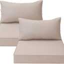 Outdoor Chair Cushions for Patio Furniture, Waterproof Sectional Cushions Replacement Set of 2, 25.6 x 25.6 Inch Cushion and Backrest Pillow with Removable Cover for Sofa Deep Seat Wicker Couch, 25.6X25.6"+25.6X13"