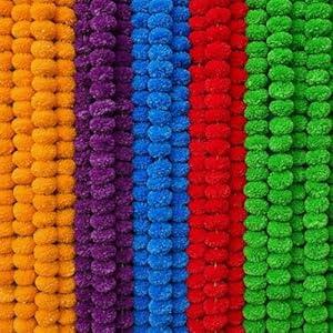 Giegxin 15 Pack Marigold Garland for Decoration 5 ft Long Strands Faux Artificial Marigold Flowers for Dia De Los Muertos Diwali Indian Wedding Party Decorations(5 Colors)